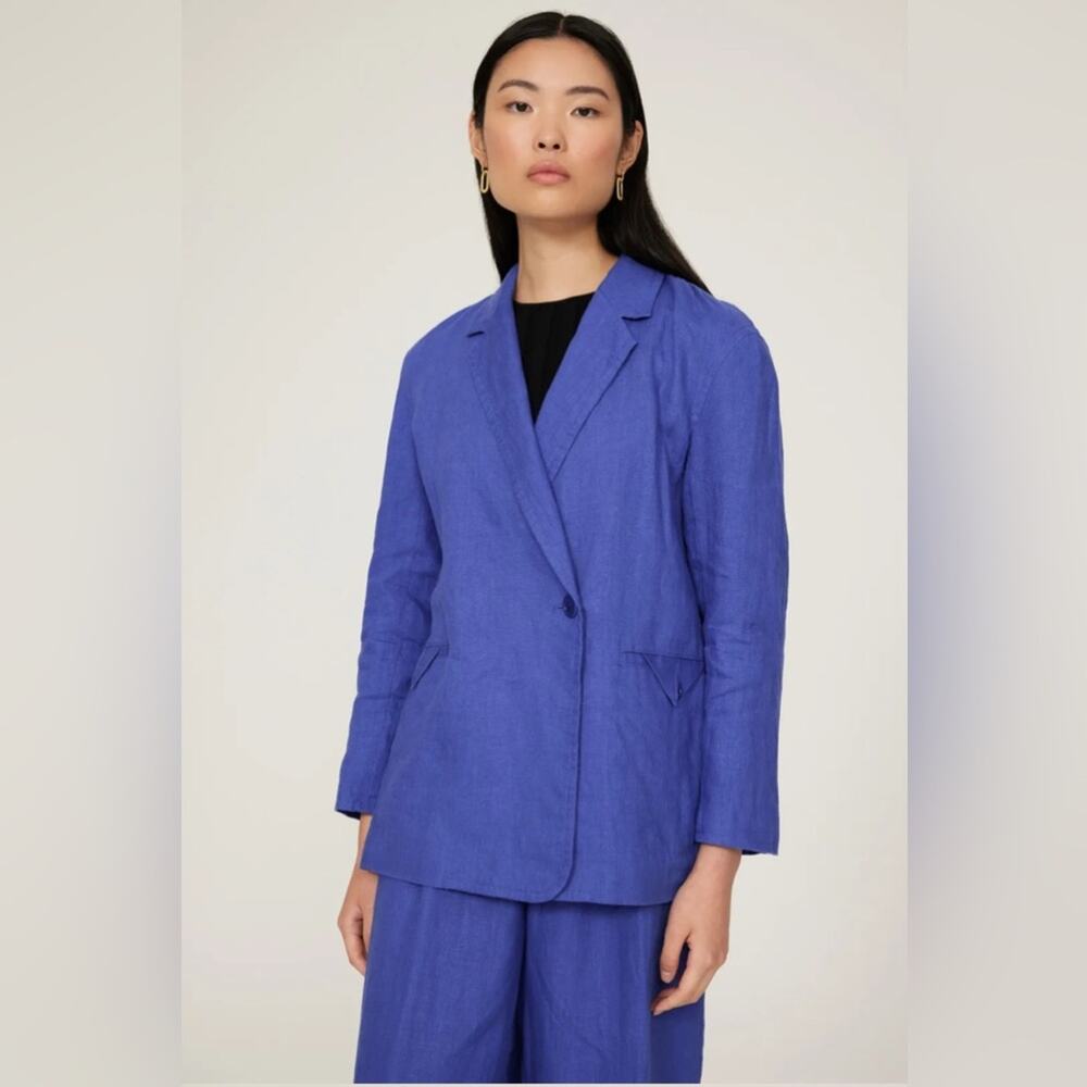 NWT Madewell 100% Linen Blazer Style NL227 Cobalt Blue Size Extra Small XS $158